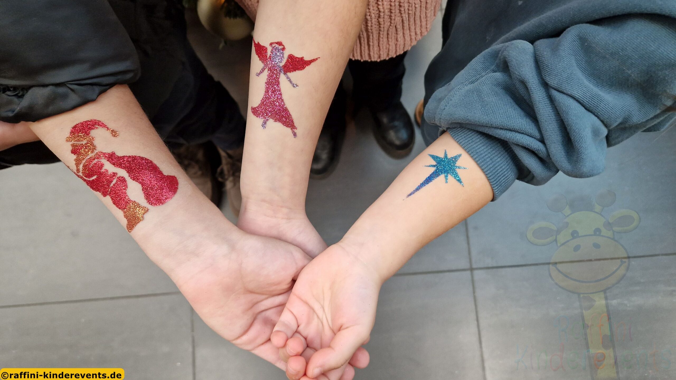 Glitzer Tattoos Weihnachtsfeier, Advent